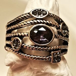 Paparazzi amethyst gemstone silver ring, one size fits all.